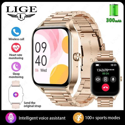 LIGE Fashion Smart Watch Women 1.85” HD Screen Custom Watch Face Women’s Health Monitor Watch Bluetooth Call Sports Smartwatches