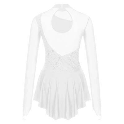 Women Modern Lyrical Dress Camisole Dance Costume Ballet Asymmetric High-Low Mesh Skirted Sleeveless Leotard Gymnastic Dancewear