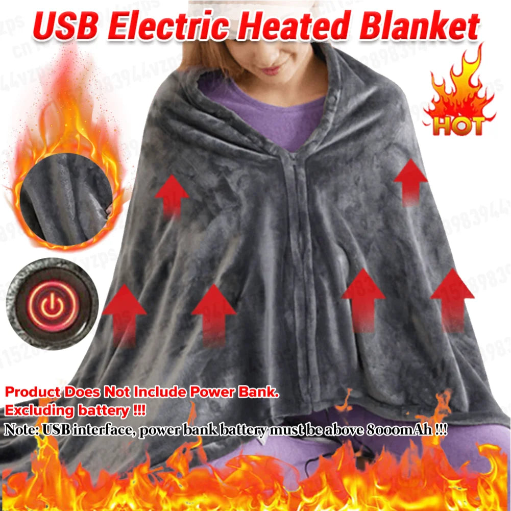 Household & Office 8 Heated Areas USB Heated Blanket 3 Heating Levels Fleece Heated Blanket Portable Body Warmer Blanket