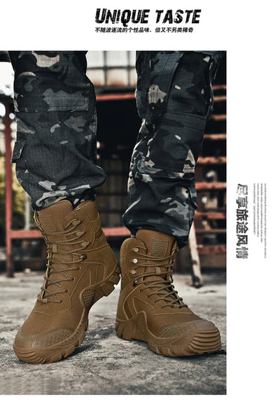 New Men Tactical Boots Lace Up Waterproof Climbing Hiking Shoes Motorcycle Training Army High Quality Hunting Unisex Desert Boot