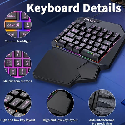 2 in1 Keyboard and Mouse Set Ergonomic Wireless Gaming Keyboard 7 RGB Backlighting, and Programmable Buttons for PC/Laptop