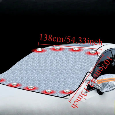 Winter car windshield snow cover, ice and frost outdoor protection snow cover, snow shield