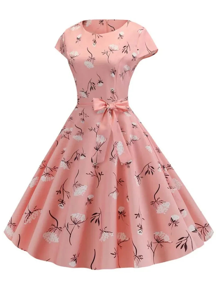 Women Summer Dresses Robe Vintage 50s 60s Big Swing Party Rockabilly Dress White Polka Dot Vestidos