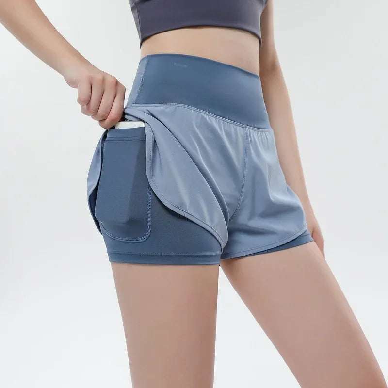 Yoga Shorts for Women Summer Fitness Shorts Biker Workout Running Sports Shorts Quick Drying Sportwear With Pocket Breathable