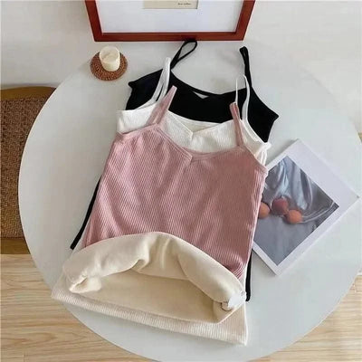 Thermal Underwear Tops Women Velvet Thickened Suspender Bottomed Shirt
