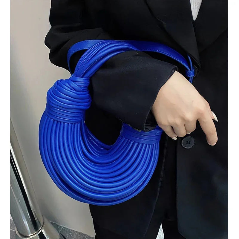 Handbags for Women 2025 New in Gold Luxury Designer Brand Handwoven Noodle Bags Rope Knotted Pulled Hobo Silver Evening Clutch