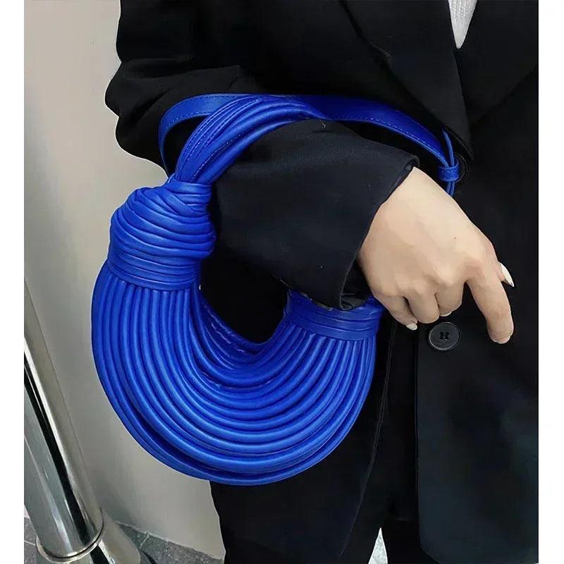 Handbags for women 2025 new in gold luxury designer brand handwoven noodle bags rope knotted pulled hobo silver evening