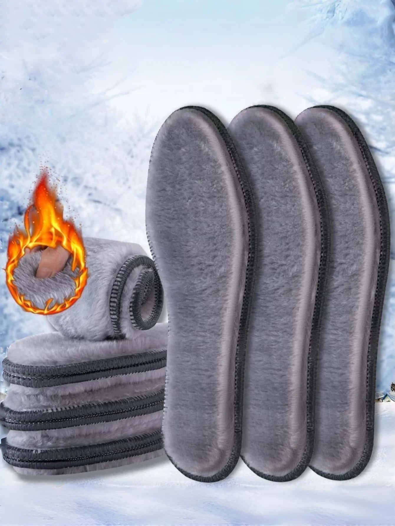 Winter Shoe Accessories Store Warm Insoles for Women, Fleece-Lined, Thickened, Soft-Soled, Comfortable Cotton Insoles, Anti-Odor, Sweat-Absorbent, Breathable, Ultra-Soft