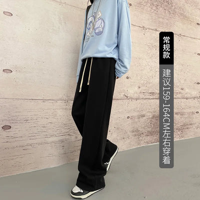 Wide-leg Pants Drooping Pants for Women's Spring and Autumn Casual Slim Straight Loose Sports