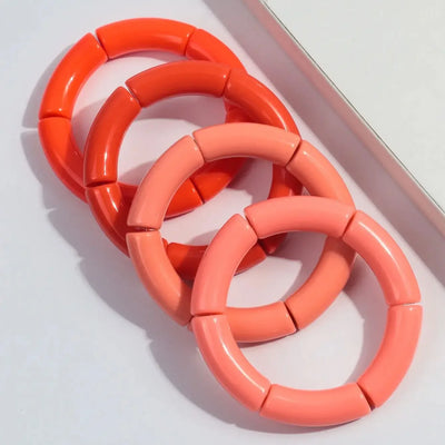 4 pieces/set Acrylic Colorful Brown Bamboo Chunky Bangles Set for Women Resin Statement Bracelet Bangle 2025 Jewelry Gifts