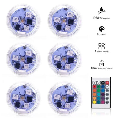 LED RGB Underwater Lights with Remote Control Submersible Light Waterproof For Fish Tank Swimming Pool Wedding Party Lamp