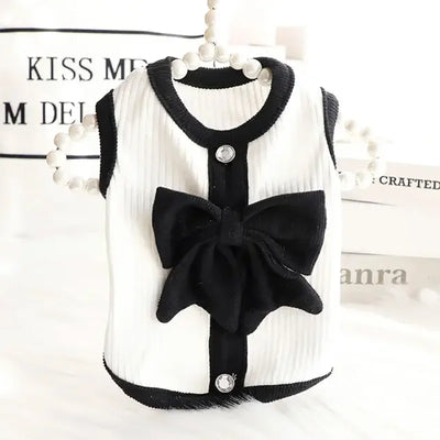 Spring Summer Thin Princess Dog Dress for Small Dog Clothes Bowknot Dog Vest Black & White Cat Clothes Cat Skirt  Soft Pet Cloth