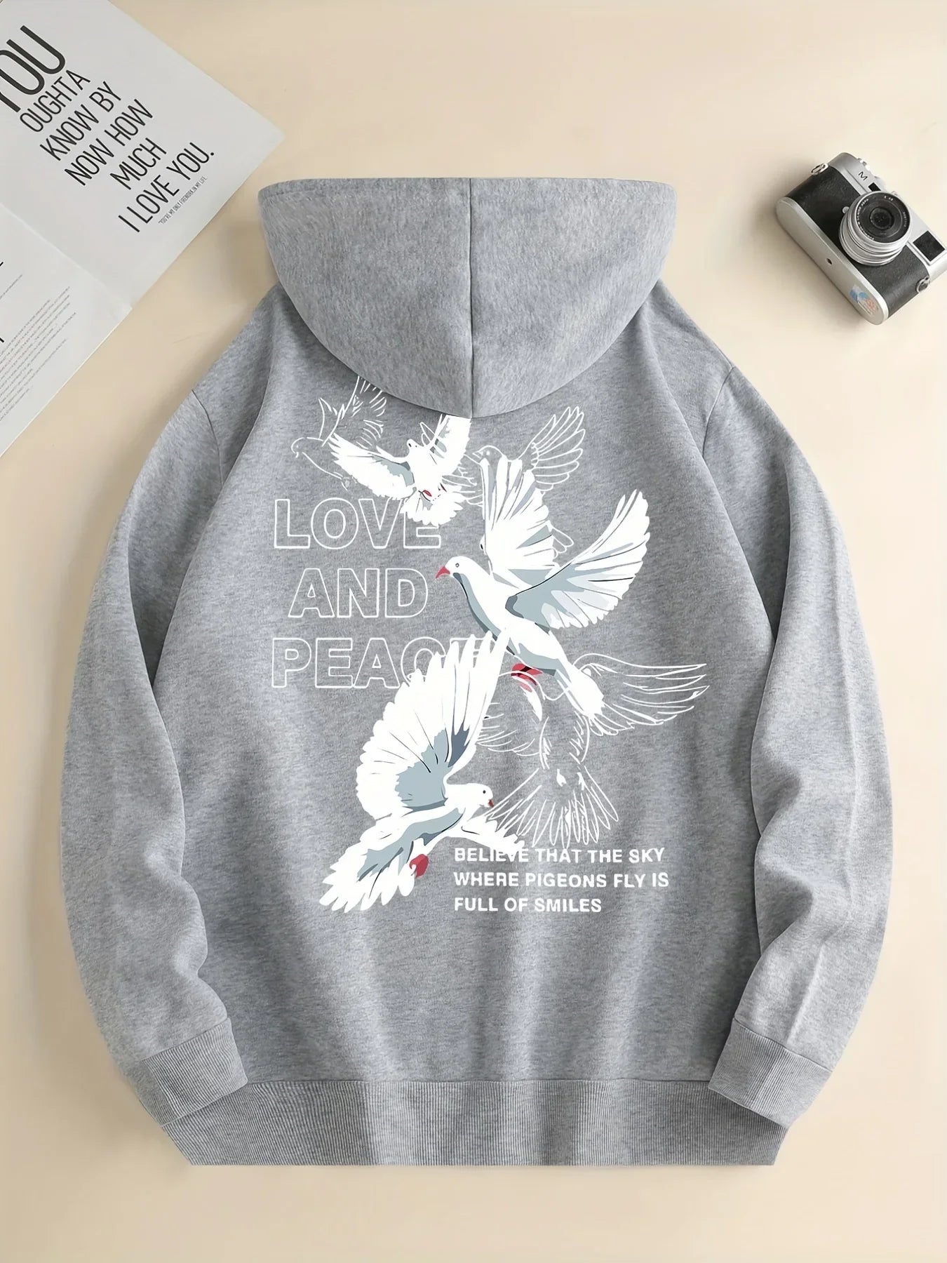 Love And Peace Letter Dove Printed Hoodies For Women