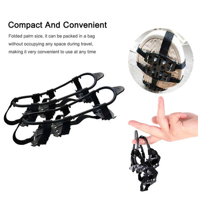 24 Teeth Mountaineering Cleats Anti-Slip Bundled Crampons Unisex Climbing Shoe Spikes Walking Hiking Accessories