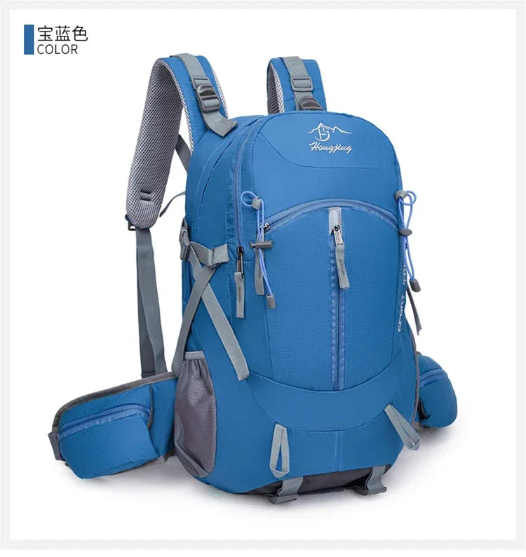 Fashionable and Wear-Resistant Outdoor Travel Backpack, Black and Red Contrasting Color Large-Capacity Mountaineering Bag with Waterproof Cover