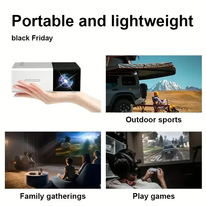 Hd 1080P Portable Smart Projector - Ideal for home theater and outdoor use, compatible with mobile phones perfect for parties