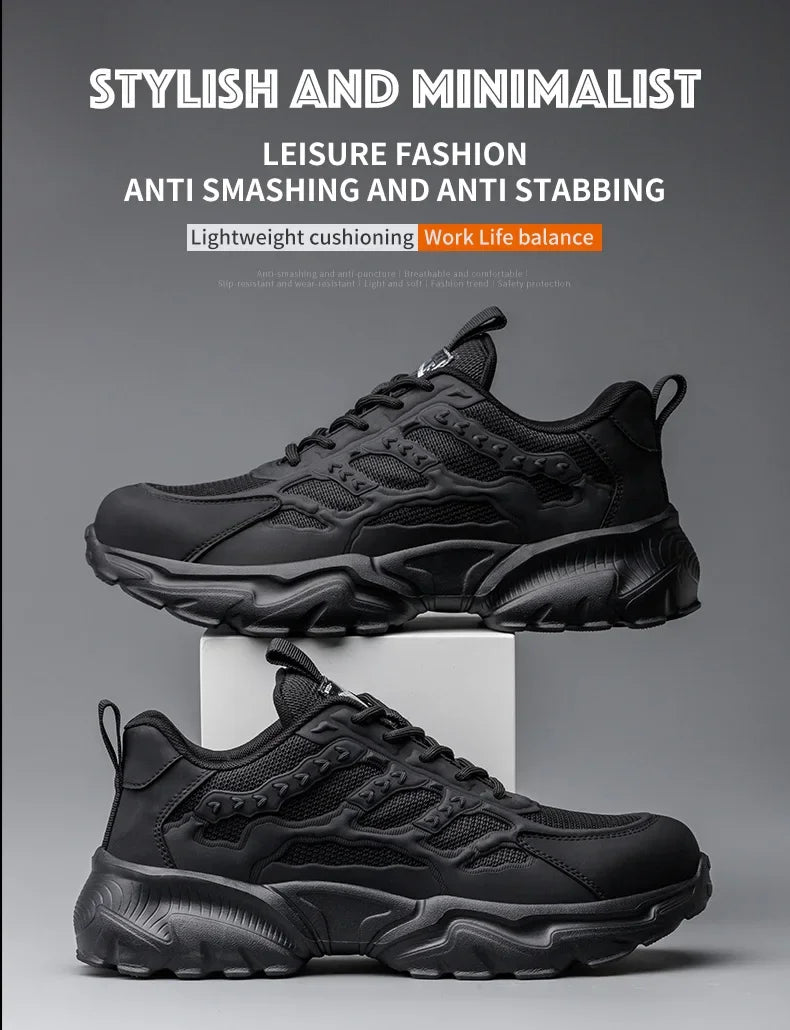 Work Safety Shoes For Men Lightweight Protective Work Sneakers Lightweight Men Shoes Breathable Shoes Anti-Puncture Work Shoe