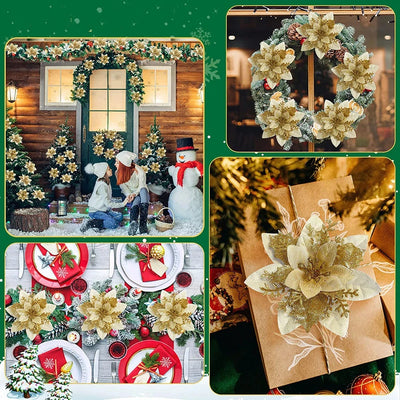 Merry Christmas Ornaments Christmas Tree Decorations for Home New Year Wedding Party Decor Artifical Flower Ornaments For New