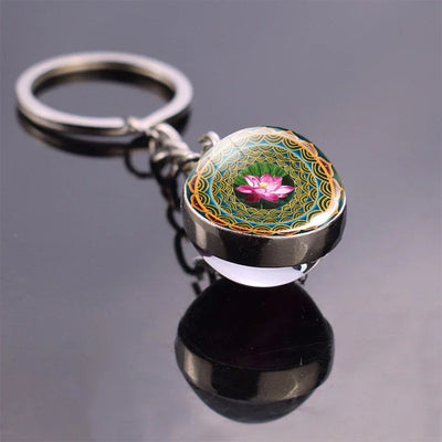Hinduism Keychains Glass Ball Pendant Ganesha Lakshmi Shiva Goddess of Wealth Key Chains Amulet Indian Buddhist Jewelry