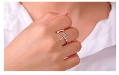 Cazador Christian Cross Open Rings for Women Stainless Steel Christian Jewelry Adjustable Finger Rings Birthday Valentine Gift