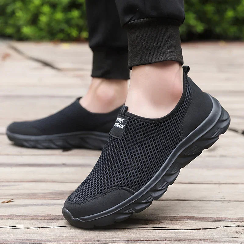 Men Shoes Breathable Mesh Summer Lightweight Hiking Walking Casual Shoes Slip-On Driving Men's Loafers