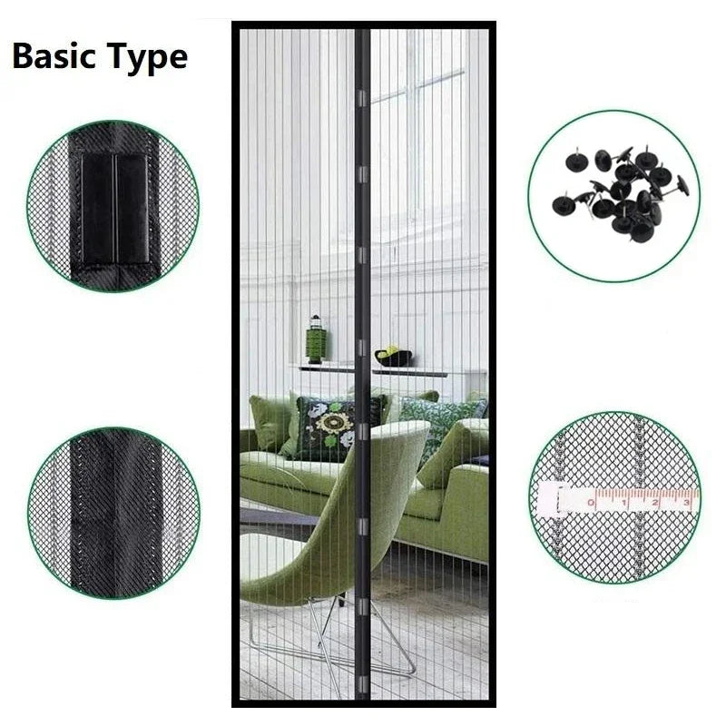Summer Magnetic Screen Door Curtain Anti-Mosquito Net Fly Insect Screen Mesh Automatic Closing Kitchen Curtain Easy Installation