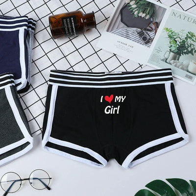 Sexy Couples Lovers Cotton Underwear I LOVE MY GIRL Men Boxer Shorts Homme Lingerie Women's Panties Cotton Underwears Boxers