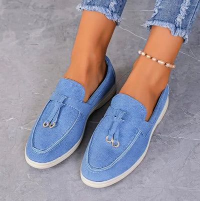 Women's Fashion Flat Casual Shoes Faux Suede Elegant Loafers Design Breathable Slip on Shoes Autumn Casual Business Women Shoes