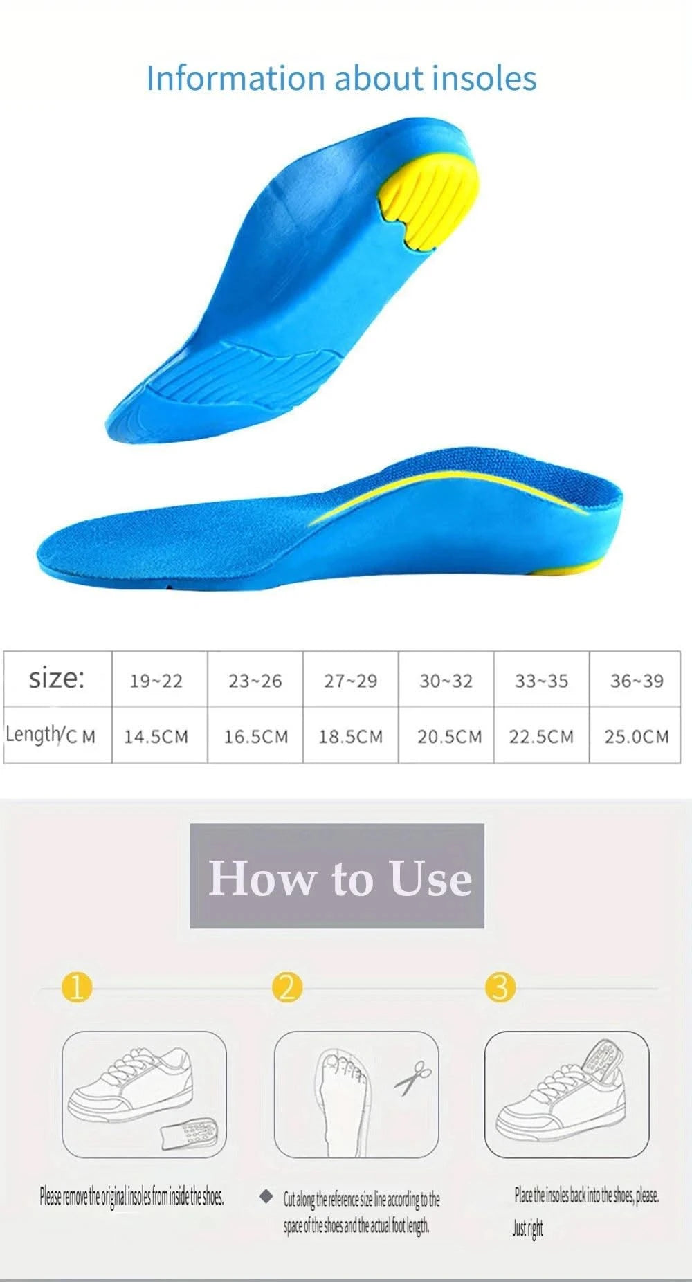 Kids Orthotic High Arch Support Insoles Orthopedic Sport Insoles for Children Plantar Fasciitis Support Shock Absorbing Shoe Pad