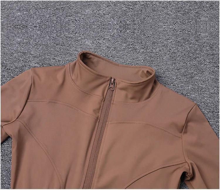 Workout sport jacket long sleeve gym training clothing yoga sportswear women