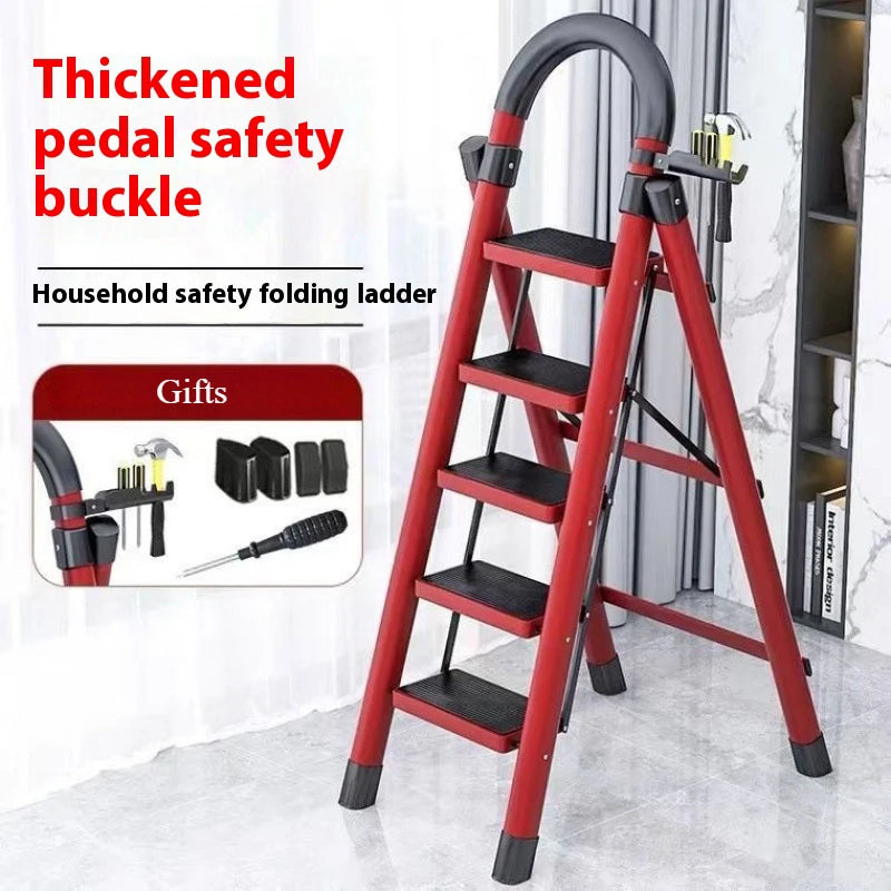 Adjustable Zigzag Folding Ladder 3 4 5 6 Step Thickened Carbon Steel Engineering Ladder Stable Climbing Tool for Home And Garden