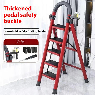 Adjustable Zigzag Folding Ladder 3 4 5 6 Step Thickened Carbon Steel Engineering Ladder Stable Climbing Tool for Home And Garden