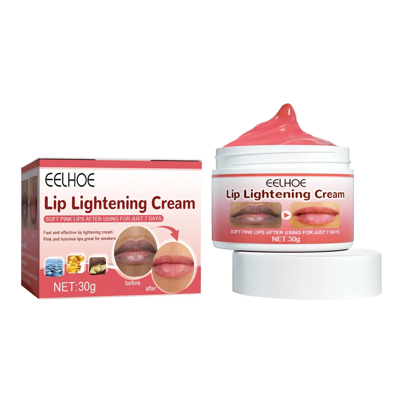 EELHOE Lip Lightening Cream Moisturizing Balm Whitening Brightening Nourishing Lipstick Remove Dark Lip Care Bleaching Cream 30g