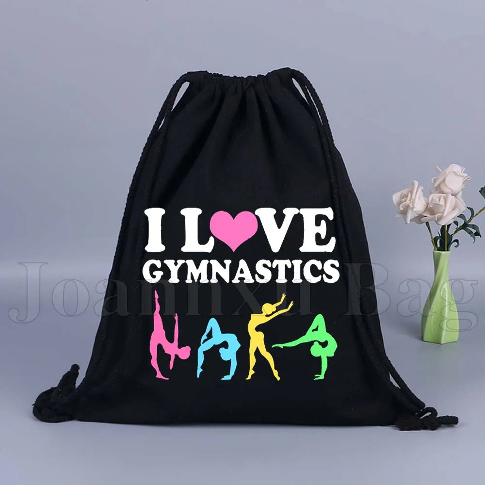 Tumbling Gymnastics Girl Gymnast Women Rhythmic Balance Beam Aerial Yoga Drawstring Backpack Sackpack String Bag String Bags