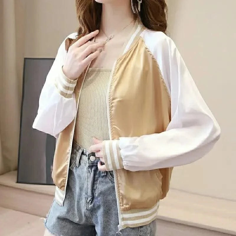 Bomber Jacket for Women Loose Short New in Baseball Aviator Coat
