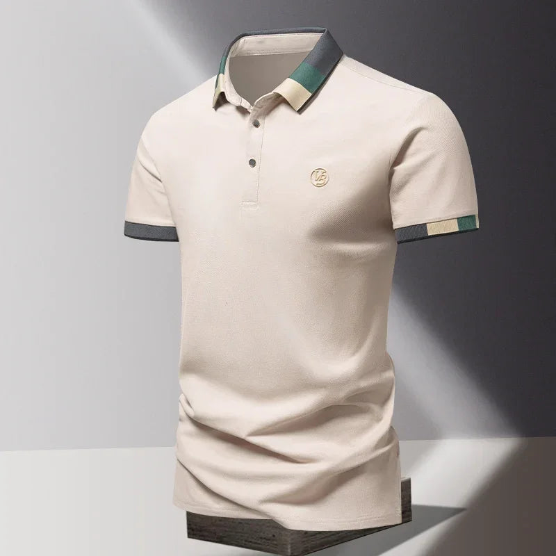 POLO shirt men's summer fashion ice silk quick drying short sleeved T-shirt solid color loose business collar pure cotton top