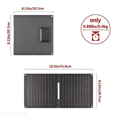 24W Portable Solar Panel with USB-C USB-A Outputs Foldable Solar Panel Solar Charging Panel for Phone Power Bank Small Fan