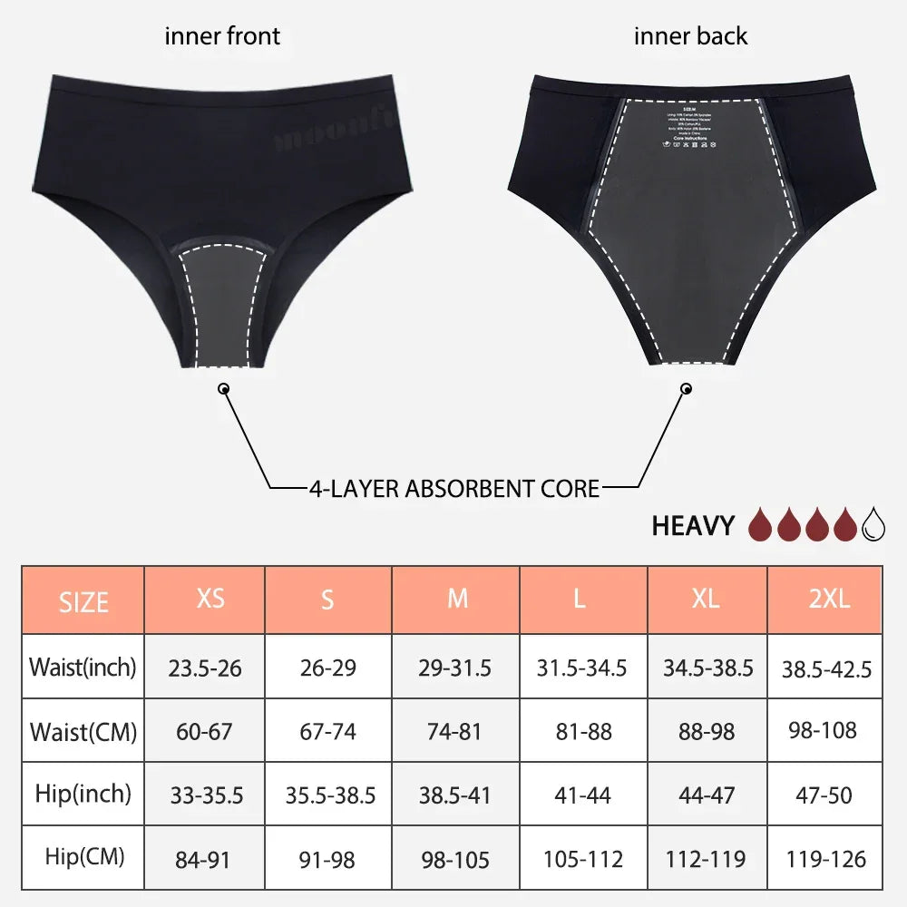 Menstrual Panties Women High Waist Seamless Menstrual Briefs Leak Proof Period Panties Heavy Flow Absorbent Period Underwear