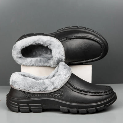Men Warm Slippers Fashion Outdoor Slip-On Waterproof Cotton Plush Indoor Home Shoes Non-Slip Thick Platform Slides