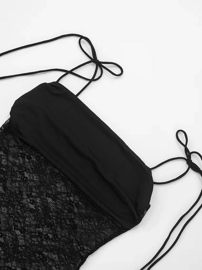 Lace-up Long Dresses For Women Evening Party Clothing Asymmetrical Lace Bodycon Vestidos De Mujer Sleeveless Robe Femme Été