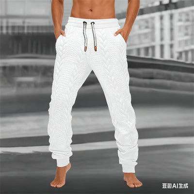 Men's Jacquard Trousers for Autumn & Winter, Soft Comfortable Casual Sportswear Pants Fashionable Street Business Attire for Men