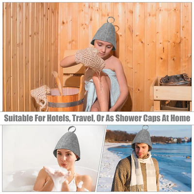 AT21-24Pcs Sauna Hat Felt Bath Hat Head Protection Absorbent Sauna Cap For Sauna Shower Bath Steam Room Accessories