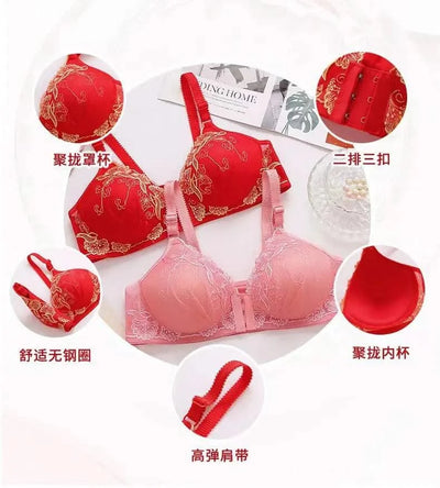 Lace Embroidery Bra Women Front Closure