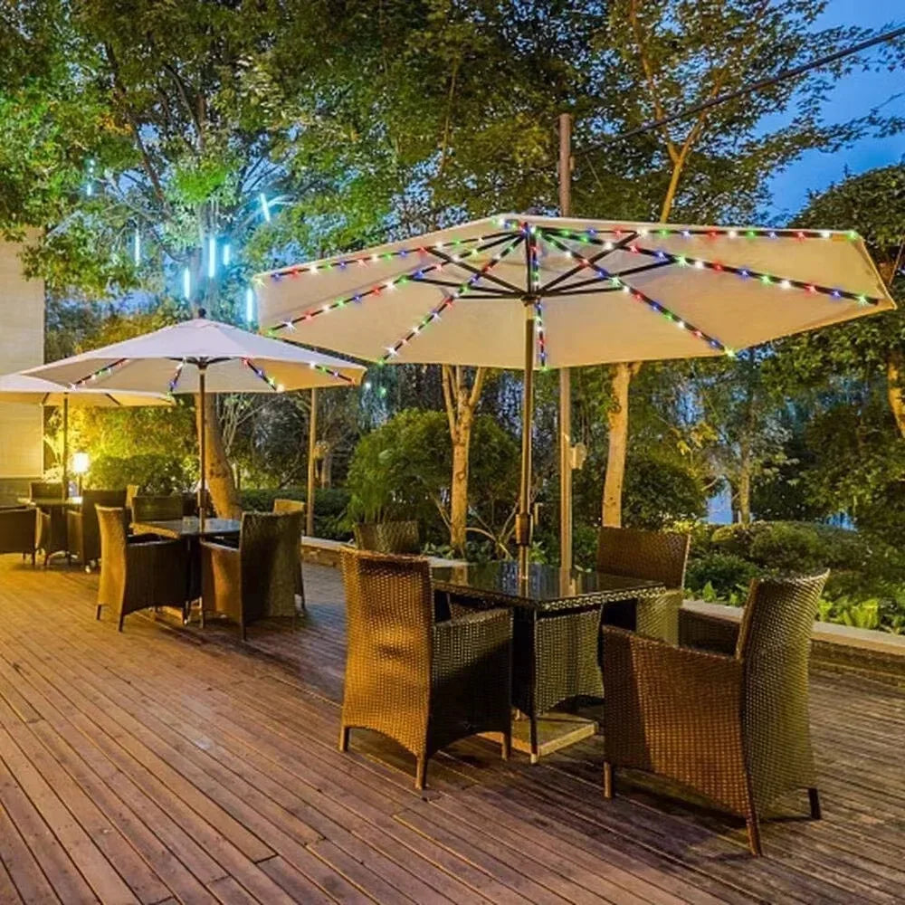 104 LED Umbrella Lights Outdoor Lighting With Remote Control 8 Mode Battery Operated Waterproof For Patio Courtyard Garden Decor