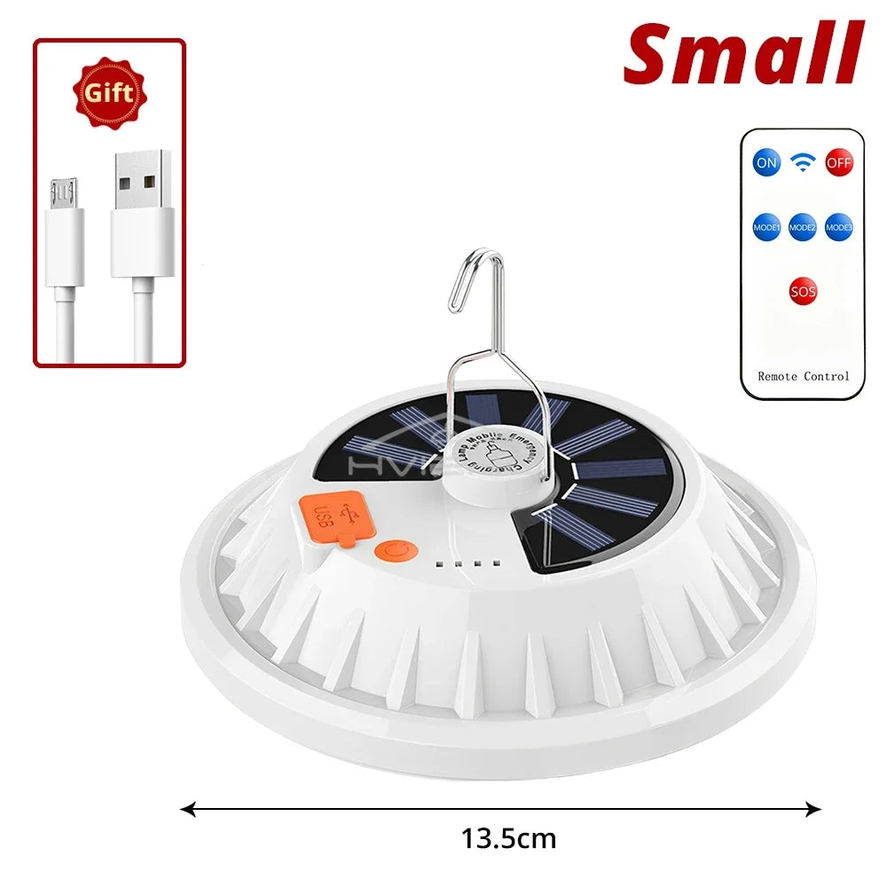 Solar Led Lantern Outdoor Decor Lights Night Balcony Hanging Chandelier Usb Rechargeable Camping Work Emergency Power Lighting