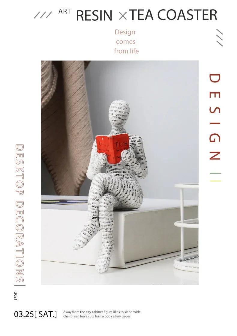 Resin abstract home decor figurines character designs fashionable bookshelf decorations living room office modern art