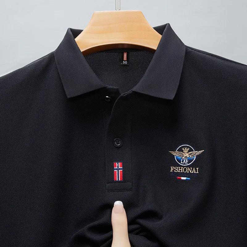 Short Sleeved Polo Shirt for Men in Summer 2025, New Business Casual Wrinkle Resistant Half Sleeved Lapel T-shirt, Loose and Iro