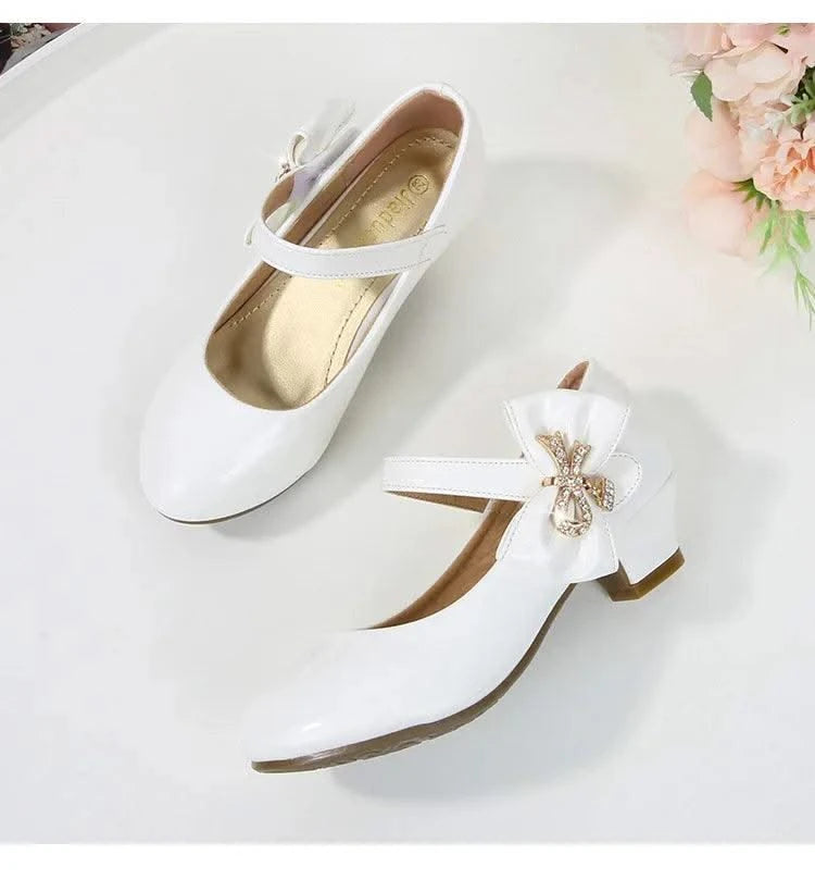 Children's Leather High Heels Shoes | Casual Soft Bottom Footwear Kids