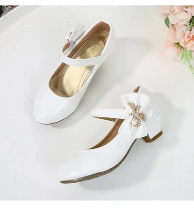 Children's Leather High Heels Shoes | Casual Soft Bottom Footwear Kids