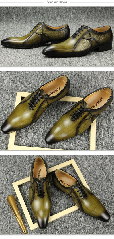 Men's Oxfords Leather Shoes for Male Office Formal Social Elegant Fashion Poited Toe Wedding Party High Quality Dress Offic Shoe